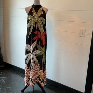 MSK Women's Tropical Print Halter-Neck Maxi Dress Size L